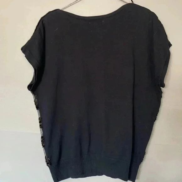 Joseph A Women Top Blouse Shirt S Black Sequin Knit - Picture 7 of 7